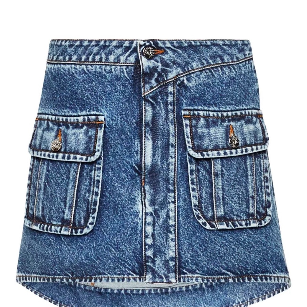JW Anderson Blue Curved Patch Pocket Denim Miniskirt size UK4 US0 waist 28 in